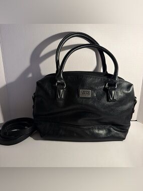 Vans Black Leather Handbag with adjustable strap